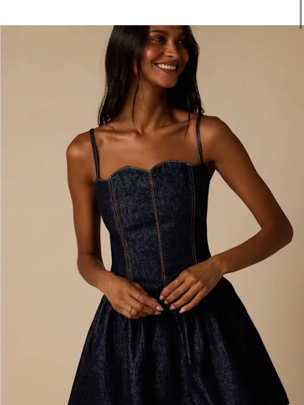 Lulu's Dark Indigo Denim Corset Mini Dress